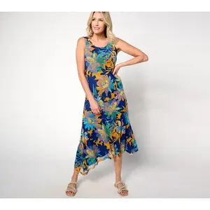 Attitudes by Renee Regular Triple Mesh Asymmetric Hem Dress