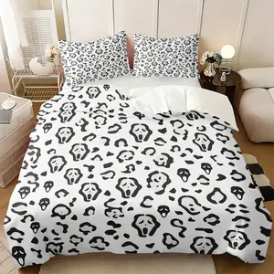 Ghost Face Horror Duvet Cover Set, Includes One Comforter Cover and 1/2 Pillowcases, Gothic Style Quilt Cover for Dark Romance Novel Lovers, Perfect for Horror Enthusiasts, Gothic Aesthetic, Theme Bedding Set