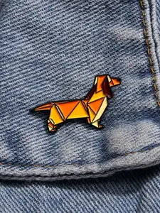 Cartoon Cute Origami Dachshund Enamel Pin Decorative Brooches Ornaments Lapel Bag Badges Jewelry Gifts Durable Metal Pins