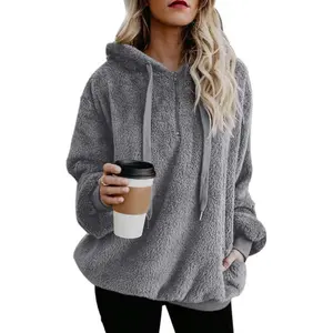Womens Fuzzy Hoodies Pullover Sport Hoodie Cozy Oversized Pockets Hooded Sweatshirt Athletic Fleece Hoodies