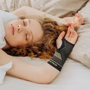 ARITAUM Copper Compression Arthritis Gloves - Fingerless for Rheumatoid, Tendonitis, and Swelling, Wrist Support, Breathable Design, L-1Pair Healthcare Tool Benefits Aid Muscle