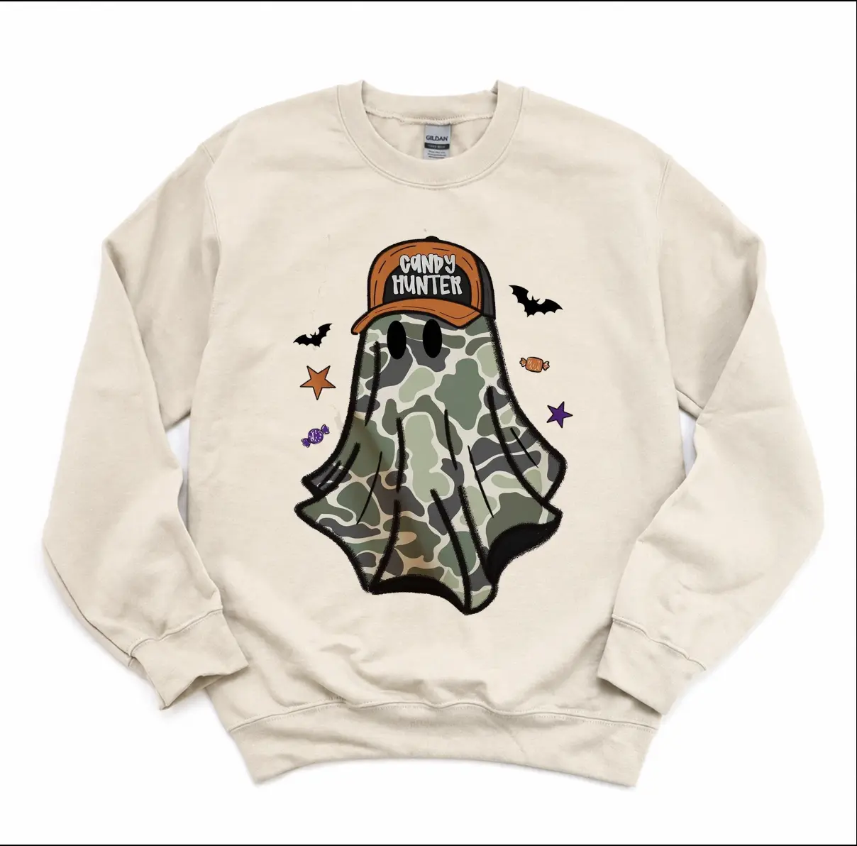 Vintage Camo Halloween Boo Ghost Hunting Women's Pullover Sweatshirt, Halloween Ghost Hunt Shirt, Outdoor Lovers Gift
