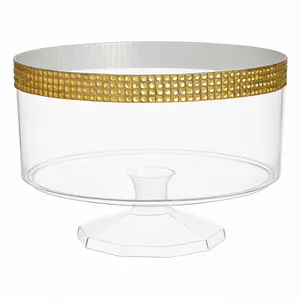 Elegant Gold Gem Trimmed Plastic Trifle Container