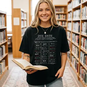 Return to Library Comfort Colors Shirt, Library Card Book Due Date T-shirt, Bookish Gift for Her Him Reader Author Librarian Tee