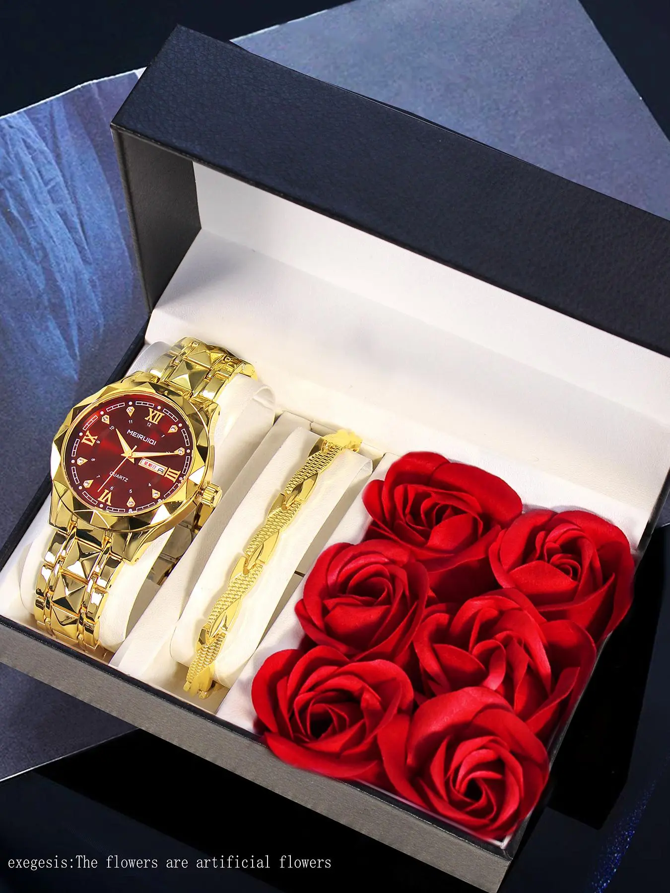 Men's New Stainless Steel Quartz Watch Set, Christmas Gift for Friends and Father, Couple Analog Watch Bracelet Box Set