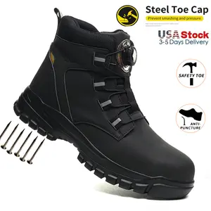 New Fashion Rotary Buckle steel toe safety work shoes Men Indestructible protective shoes Anti-Punctur Construction Work Shoes