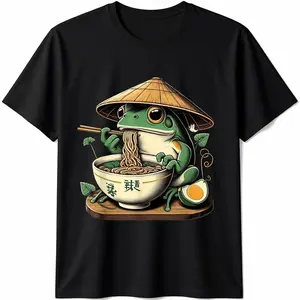 Frog Eating Ramen Kawaii Neko Japanese Noodles Anime Lovers T-Shirt