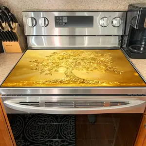 1PC heat insulation pad Golden Tree of Life Felt Heat Resistant Mat - Non-Slip Washable Dust-Proof Kitchen Decor Pad for Stove, Table, Washer, Fridge, Bathroom & Appliances