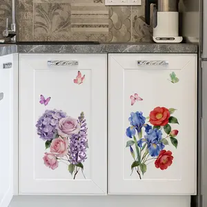 A set (30*40cm*2pcs) summer multi-flower atmospheric wall stickers for nurseries, living rooms, hallways, corridors and children's rooms, home decoration self-adhesive stickers