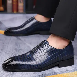 LISM Men's Formal Dress Shoes - Business & Wedding Shoes, Sharp Toe Lace-Up, PU Upper & Non-Slip Rubber Sole, Formal/Casual/Party Shoes in Navy Blue/Black/, All-Season Professional Footwear for Office, Events, Casual Attire - Men's Formal Footwear