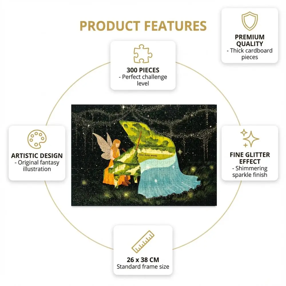 300-Piece Fairy Piano Art Puzzle 10.2 × 15 in Dreamy Aesthetic Jigsaw Matte Finish Premium Board Relaxing Creative Gift for Adults & Teens tiktokshopbacktoschool