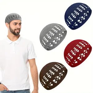 4 Pack Unisex Breathable Winter Beanies with Warm Filling - Adjustable Kufi Hats Suitable for Men & Women, Multi-Color - for Ramadan, Skiing, Travel, Daily Use - Elastic Beanie