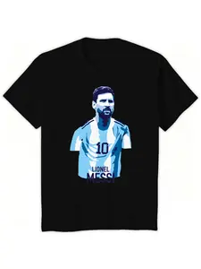 Messi Argentina Short Sleeve Pop Art No 10 Portrait Unisex Fan T-Shirt, Soft Fabric Casual Fit, Perfect for Match Day