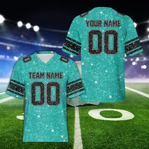 Custom Faux Glitter Football Jersey, Personalized Color Adult Football Team Jersey American Football Game Day Outfit , jersey 50G