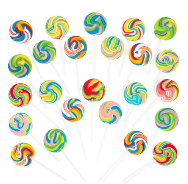 2" x 4" Multi-Colored Rainbow Swirl Round Lollipops - 24 Pc.