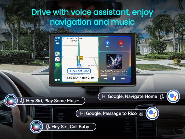 8” Wireless Apple CarPlay Screen for Car with Android Auto & 1080P Backup Camera, Rotatable Touchscreen Car Stereo, Vertical & Horizontal Mode, Bluetooth, GPS Navigation, Mirror Link