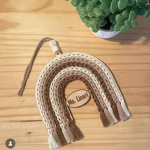 Boho Rainbow Macrame Wooden Decor Personalized Door Hanger