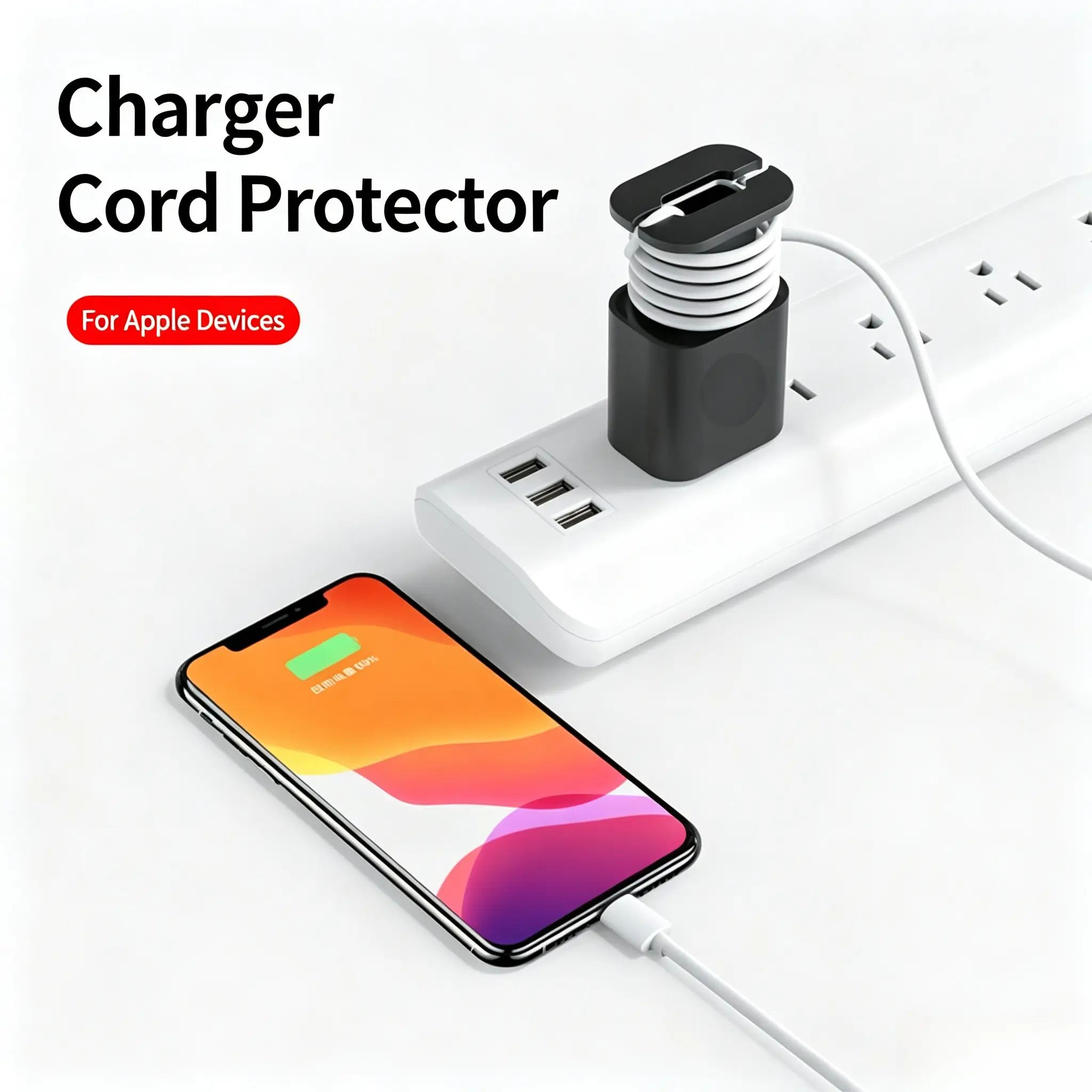 2-Pack 2 in 1 Silicone Charger Protector with Cord Wrap, iPhone Silicone Power Adapter Case, Cable organizer, Snapback Charger Winder, Compatible with 18W/20W