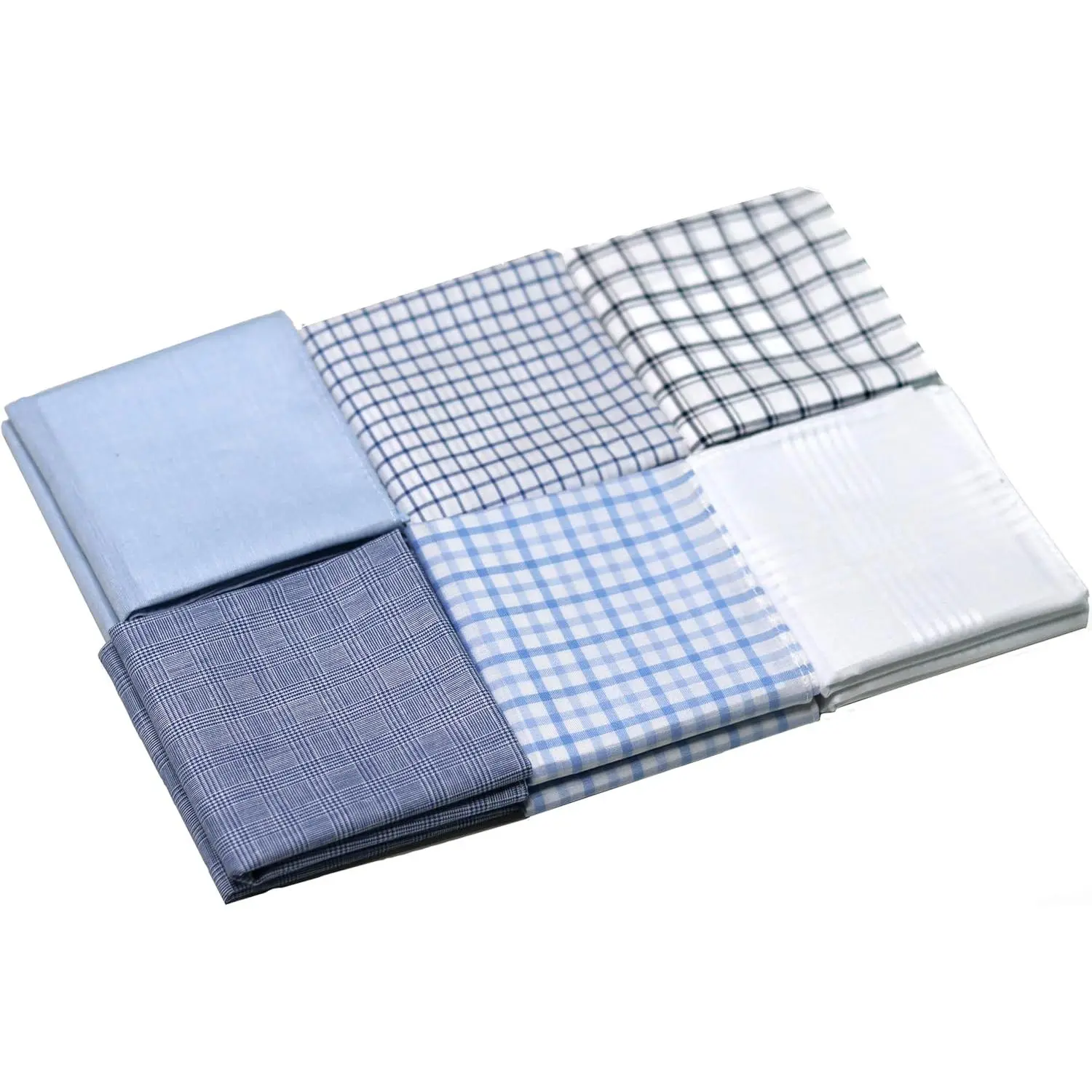 Selected Cotton Handkerchief  Soft Cotton White and blue Handkerchief 12 Pack
