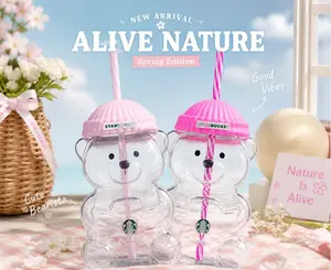 [PRE - ORDER] Transparent Bearista-shaped Cold Drink Cup - "ALIVE NATURE" Series