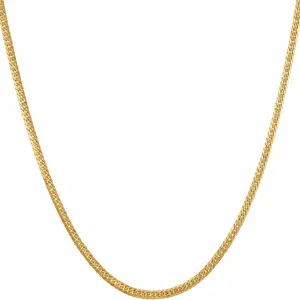 LIFETIME JEWELRY Crushed Herringbone Chain Necklaces for Women and Men 24k Gold Plated (16 inches, 2mm, Gold)