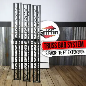3-PACK Stage Mount Triangle Truss Extension by GRIFFIN | 5Ft Trussing Sections for DJ Booth Lighting System Stand | Mount Light Cans & Sound Effects for Pro Audio Equipment Gear | Parties, Live Gigs