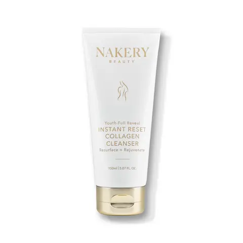 Nakery Beauty Instant Reset Facial Cleanser Cream - Collagen + Retinol, AHA, Salicylic Acid, Vitamin C, Lactic, Citrus-Infused with Amino Acid, Anti-Wrinkle Gentle Exfoliating Facial Wash for Adults (All Skin Types, 150ml)