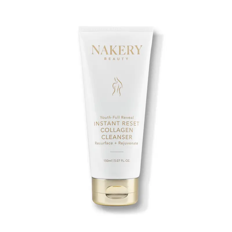 Nakery Beauty Instant Reset Facial Cleanser Cream - Collagen + Retinol, AHA, Salicylic Acid, Vitamin C, Lactic, Citrus-Infused with Amino Acid, Anti-Wrinkle Gentle Exfoliating Facial Wash for Adults (All Skin Types, 150ml)