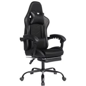 DEEPfurniture E-Sports Gaming Chair (Sports Car Look, PU Leather, Moulded Sponge, Massage Function, Comfortable & Safe) + Oversized Corduroy Twin-Size Loft Bed (Slide, Storage) + House-Shaped Gingham Daybed (Trundle) + Faux Fur Sofa + Black Bean Bag, Driv