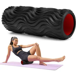 Foam Roller, 15" High Density Foam Back Roller, Wave Textured Massage Roller for Deep Muscle Massage Pilates Yoga,Fitness Exercise Roller for Whole Body Release(Black)