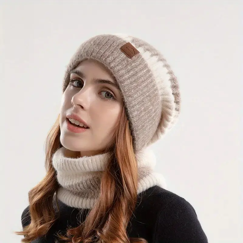 Women's Chunky Marled Knit 2-Piece Hat & Scarf Set - Extra Warm, Stylish Accessory for Winter Outdoor Adventures, Chunky Knit