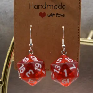 Handmade Dice Earrings for D&D Fans Unisex Fun Design Three Colors Perfect for Gamers & D&D Enthusiasts Handcrafted with Love