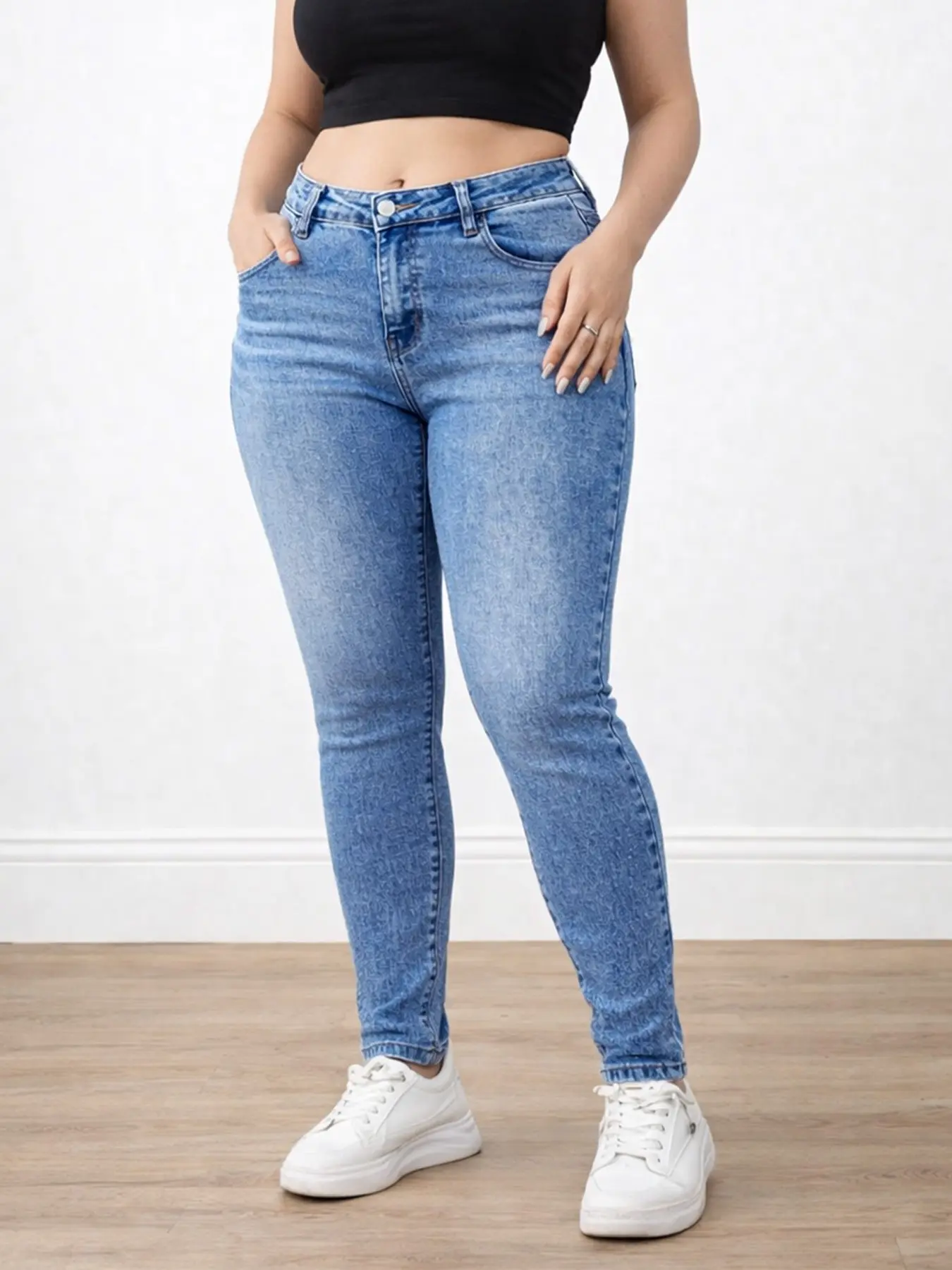 Women's Light Wash Denim High Stretch Jeans Elasticity Fitted Slim Fit Skinny Pants, Denim Clothing, Casual All Season Wear, Plain Pattern Design, Comfortable Stretch Fabric, Womenswear