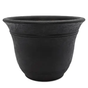 The HC Companies Sierra Self-Watering Pot with Internal Disk, 10", Black Onyx