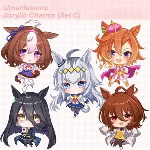 Uma Musume Keychain Acrylic Charms (SET C) - Meisho Doto, TM Opera O, Oguri Cap, Manhattan Cafe, Agnes Tachyon, Alien Stage Keychains, Cute, Durable, And Perfect For Bags, Keys, Or Gifts