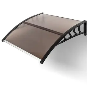 【Summervibes】Karlhome Window Awning Door Canopy, 80*38 inch Window Awning Overhead Modern Polycarbonate Cover Outdoor Front Porch Patio Canopy UV Rain Snow Sunlight Protection Hollow Sheet/Brown