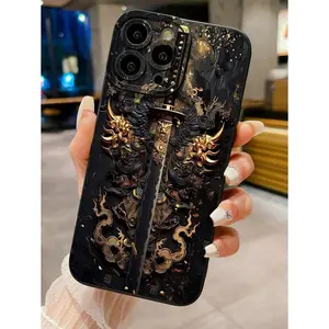 1pc Dragon Pattern Sword Shockproof Phone Case Compatible With Apple, /Galaxy