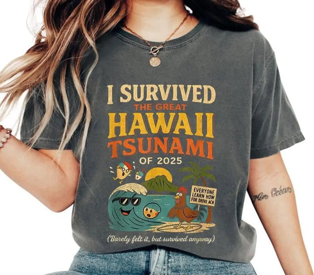 I Survived The Great Hawaii Tsunami of 2025 Everyone Learn T Shirt, Comfortable Stretch, Moves with You, Soft Cotton Blend