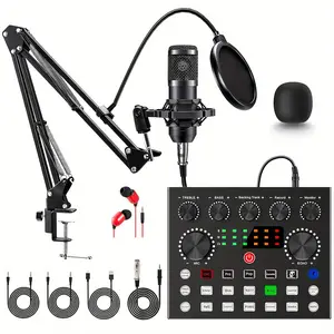 New Podcast Equipment Bundle Bm800 Podcast Microphone Bundle V8s Computer sound card