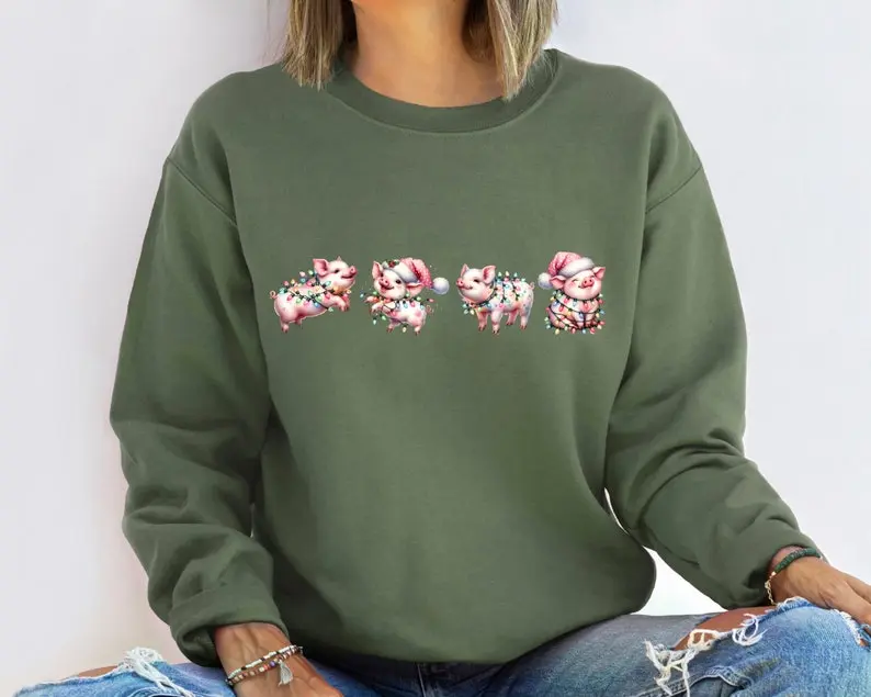 Christmas Pigs Sweatshirt, Christmas Farm Animals Shirt, Christmas Gifts, Funny Christmas Pigs Shirt, Christmas Pig Crewneck,Pig Lover Shirt