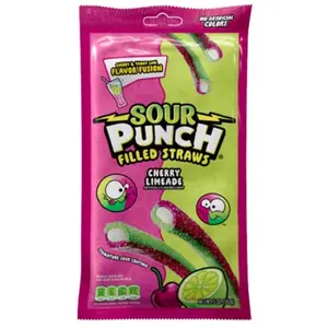 3x Sour Punch Filled Straws Cherry Limeade Peg Bag 5oz Filled Straws Cherry Limeade