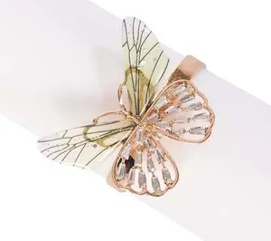 Crystal Butterfly Tabletop Napkin Rings Set of4 by Valarie