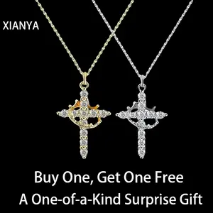 Simple Crown Cross Necklace - Unisex Crown Cross Design, One-of-a-Kind Surprise Gift, Perfect Birthday Gift for Women, Gift Box Packaging mother's day gift cross necklace girlfriend gifts jewelry cross necklace mom gifts