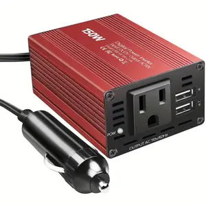 150w Car Inverter Dc12v to Ac110v, Fast 3.1a Dual USB Charging, Convenient Cigarette Lighter Adapter for Travel, Powers Phones, Ipads, Laptops, Dual USB Charger