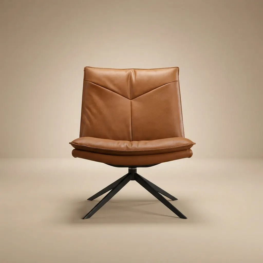 Reese Cognac Vegan Leather Swivel Chair