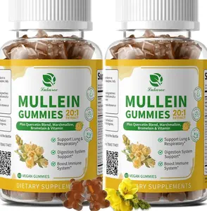 (2 Pack) 9 in 1 Mullein Gummies for Lung Cleanse & Lymphatic Drainage*, Extra Strength Mullein Leaf Extract w/Quercetin, Bromelain, Elderberry & Marshmallow for Respiratory & Immunity,Vegan,120 Count