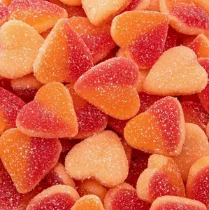 Peach Hearts Gummy Candy | 1-Pound Bag | Sweet and Sour Dye Free Candy Hearts | Soft Peach Gummies for Gifting, Buffets, Party Favors and Dessert Topping