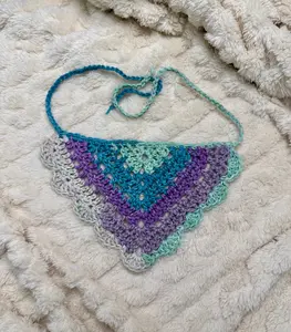 Crochet Bandana Teal and Purple