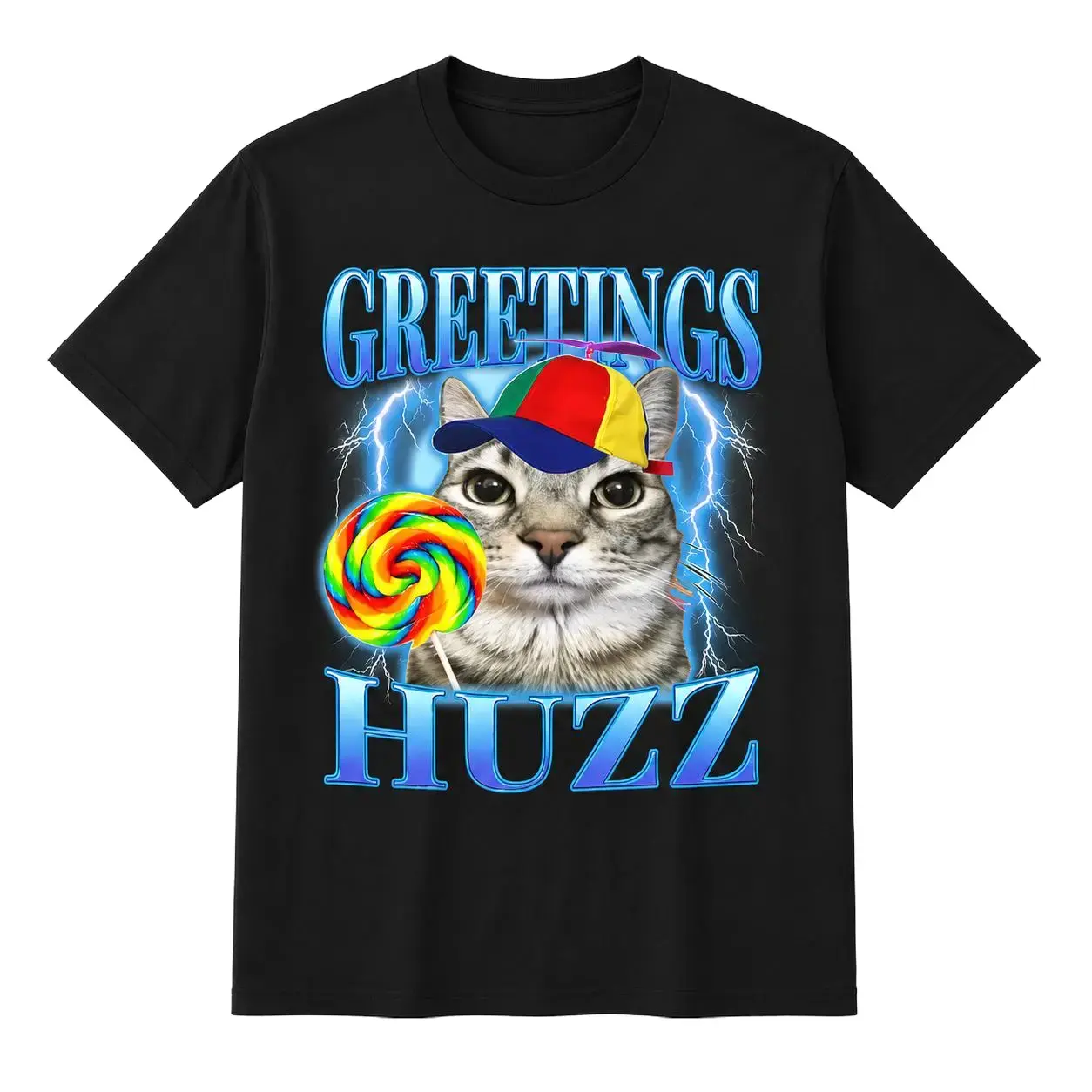 Unisex  "Greetings Huzz" Cat Meme Tee