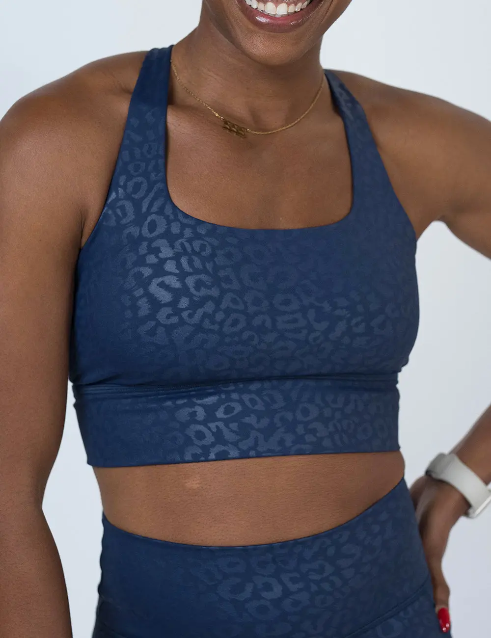CVG Longline Bra Navy Leopard Blue Sports Bra Sports Bra Top Sportswear Bra Gym Clothes Workout Sporty Bra